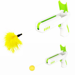 Rebound Interactive Teaser Wand with Ball Funny Cat Stick Feather Toy