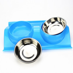 Double Dog Cat Bowls Premium Stainless Steel Pet Bowls No-Spill Resin Station, Food Water Feeder