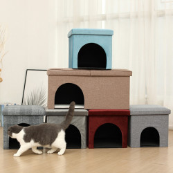 Foldable Storage Cuboid Cat House Toy Box Chest