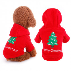 Christmas Dog Hoodie Winter Warm Clothing