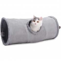 Collapsible Cat Tunnel, Cat Toys Play Tunnel Durable Suede Hideaway Pet Crinkle Tunnel with Ball